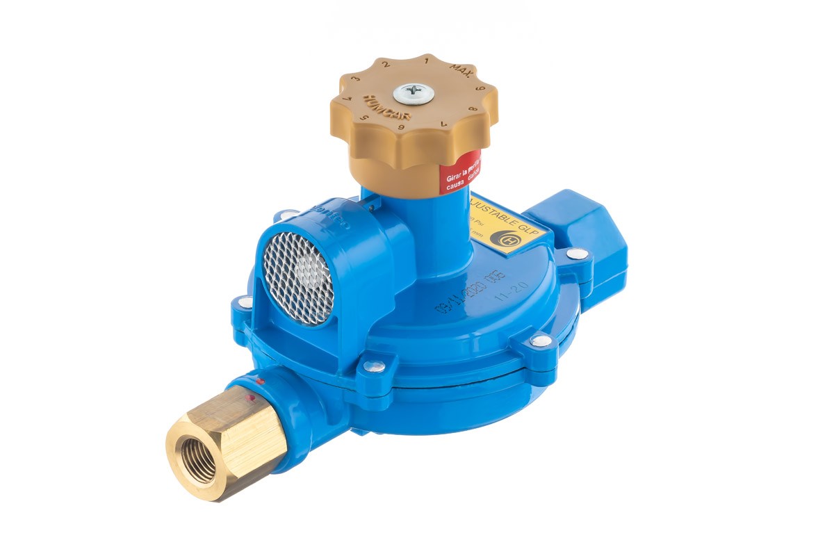 Regulador R30 Ajustable Acción Directa Primera Etapa GLP 1 – 3 psi 1/4” NPT h x 1/2” NPT h 176903 BTU/h GLP