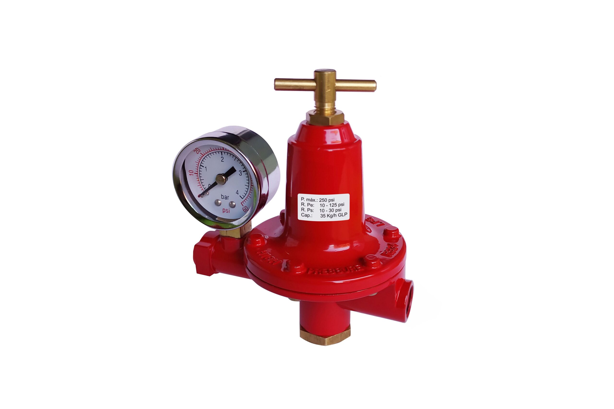 Regulador Alta Presión Acción Indirecta Primera Etapa GLP 10 – 30 psi 1/4” NPT h x 1/4” NPT h 1.740.000 BTU/h GLP