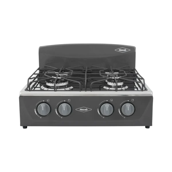 Estufa de Mesa HACEB Avellana 4 Puestos Gas Propano  COLOR PLATA Y NEGRO