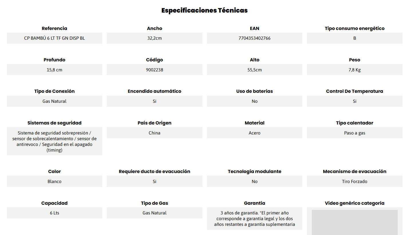 Calentador de agua Haceb de paso a gas natural tiro forzado Bambú 6 litros blanco - Imagen 6