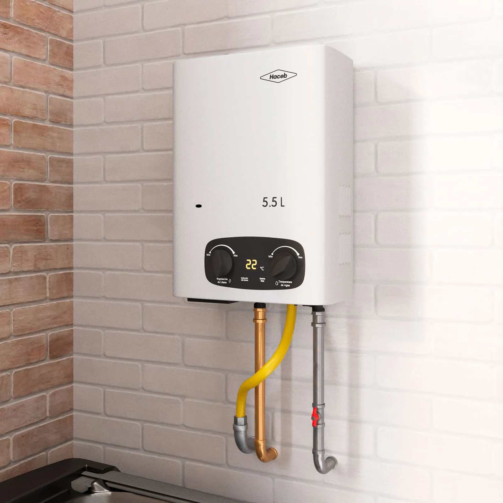 Calentador de agua Haceb de paso a gas natural tiro natural Bambú 5.5 litros blanco - Imagen 2